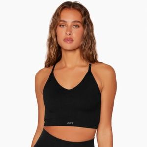 NWT SET ACTIVE SCULPTFLEX Ribbed V Bra in Onyx Size M